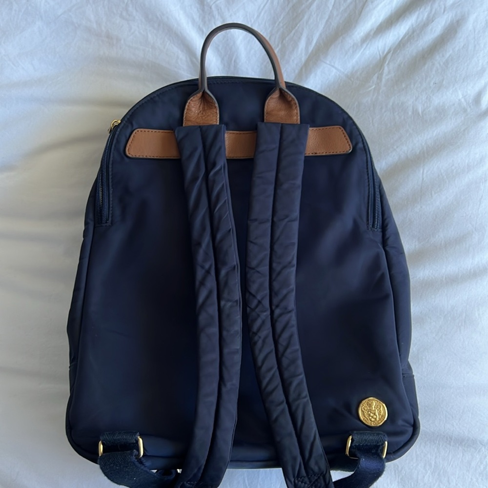 Blue with faux leather brown detail Vince Camuto Backpack nylon - Picture 2 of 10